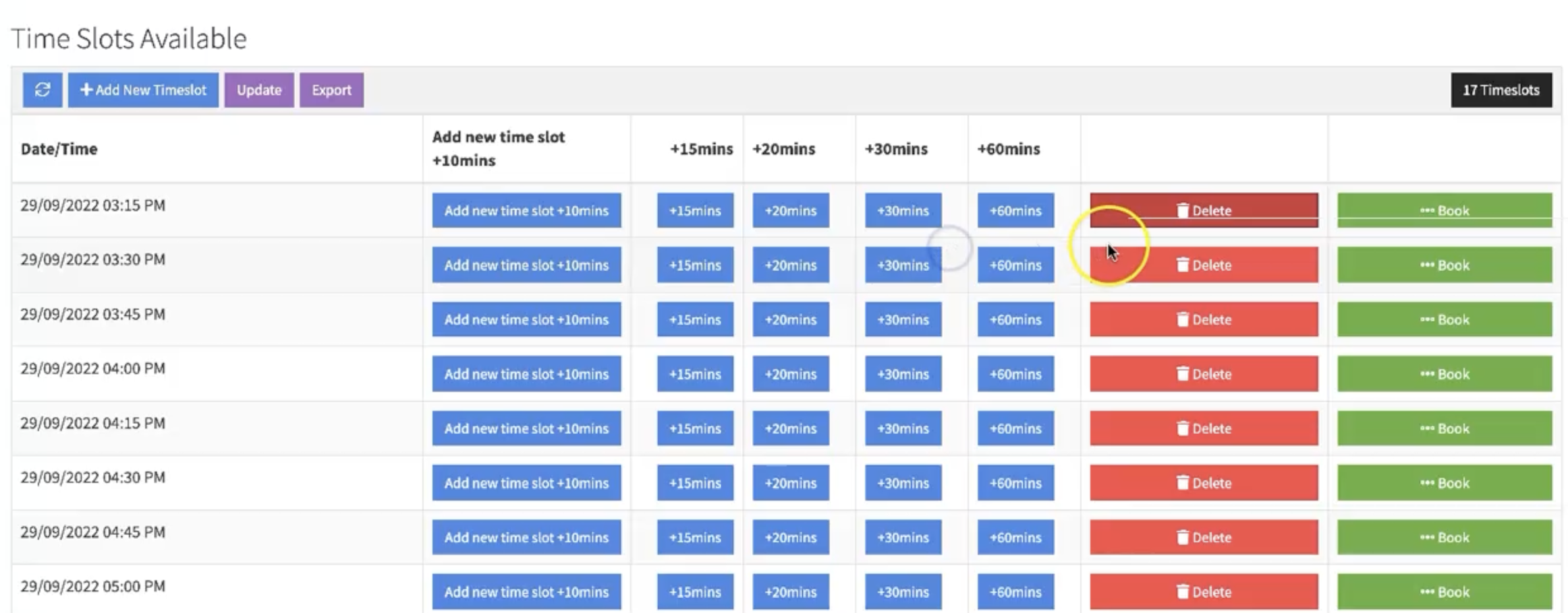 time slots feature on school communication app